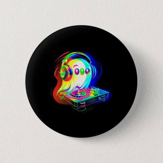 House Music Ghost Dj Optical Illusion Edm Hallowee Button (Vorderseite)