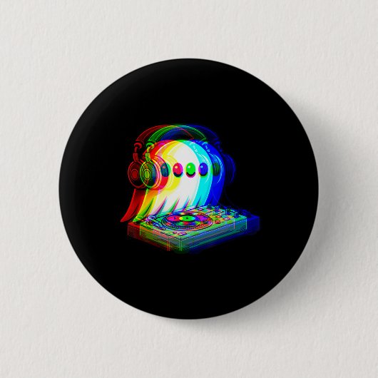 House Music Ghost Dj Optical Illusion Edm Hallowee Button (Vorderseite)