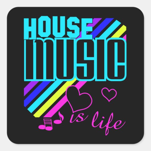House Music Quadratischer Aufkleber (Vorderseite)