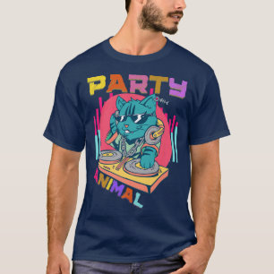 House Music Rave Cat Party Animal Kitty Dj Jugend T-Shirt