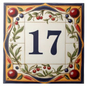 House Number Plaque Sign Red Cherry Art Custom No. Fliese (Vorderseite)