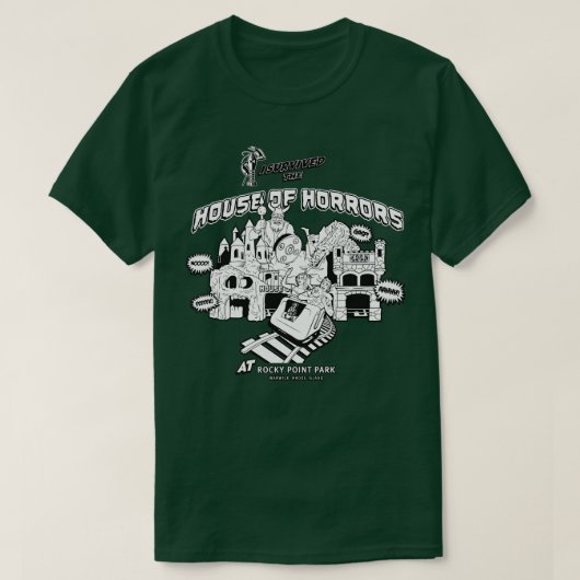 House of Horrors Rocky Point Warwick RI BW T-Shirt (Design vorne)