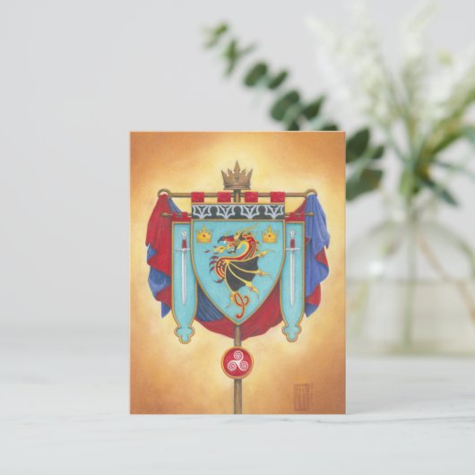 House of Pendragon Banner Postkarte (Stehend Vorderseite)