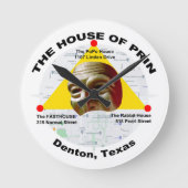 House of Prin Fasthouse Rabbits PoPo Denton Texas Runde Wanduhr (Vorderseite)