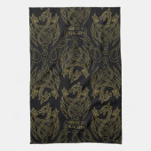 HOUSE OF THE DRAGON | Gold Filigree Dragon Pattern Geschirrtuch (Vertikal)
