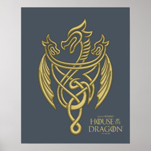 HOUSE OF THE DRAGON Golden Filigree Dragon Crest Poster
