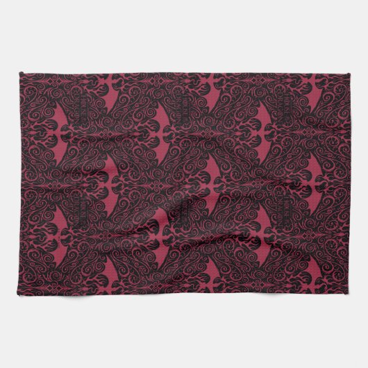 HOUSE OF THE DRAGON | Red Dragon Filigree Pattern Geschirrtuch (Horizontal)