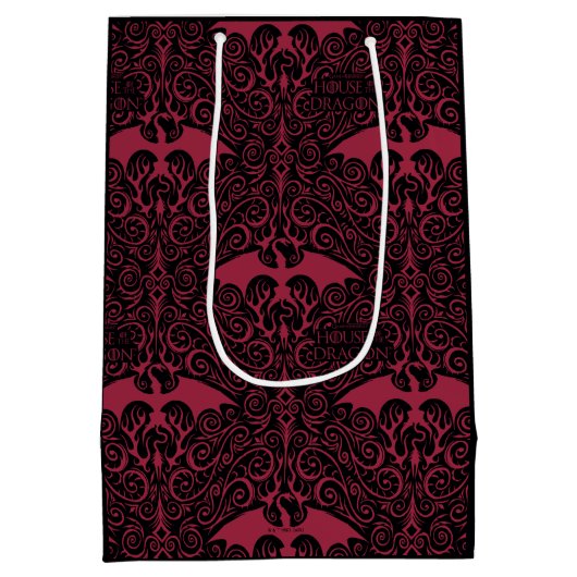 HOUSE OF THE DRAGON Red Dragon Filigree Pattern Mittlere Geschenktüte (Rückseite)