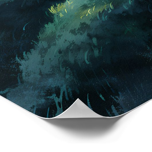 House on Moonlit Hill - Impressionismus Poster (Ecke)