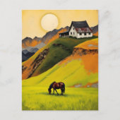 House on the Hill and Horse in the Pasture Postkarte (Vorderseite)