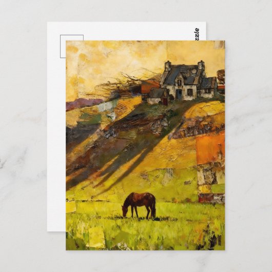 House on the Hill and Horse in the Pasture Postkarte (Vorne/Hinten)