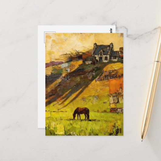 House on the Hill and Horse in the Pasture Postkarte (Vorderseite/Rückseite Beispiel)