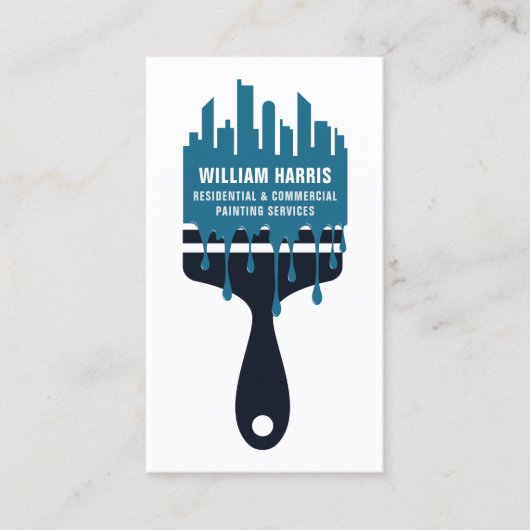 House Painter Navy & Blue QR Code Visitenkarte (Vorderseite)