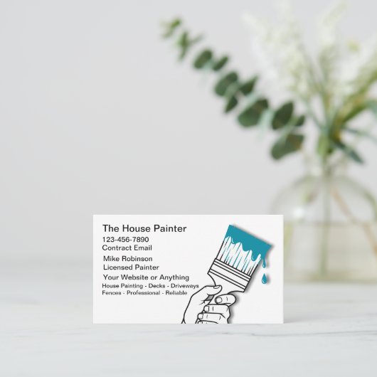 House Painter Unique Modern Business Cards Visitenkarte (Stehend Vorderseite)