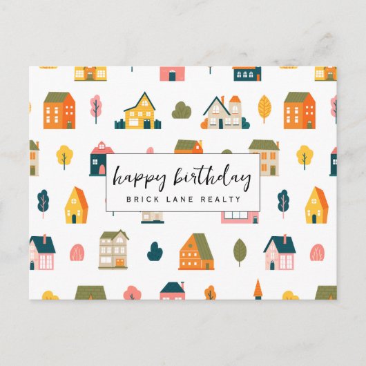 House Pattern Real Anwesen Happy Birthday Postkarte (Vorderseite)
