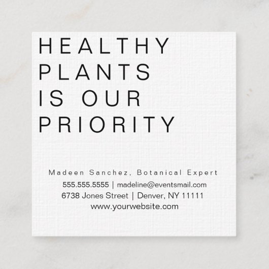 House Pflanze Botanical Monstera Spezialist Botani Quadratische Visitenkarte (Rückseite)