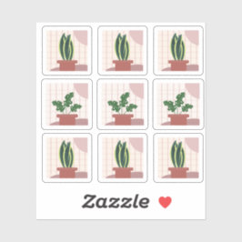 House Pflanze Frames Bohemisch Aufkleber