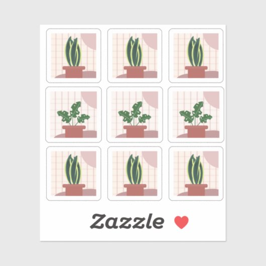 House Pflanze Frames Bohemisch Aufkleber (Blatt)