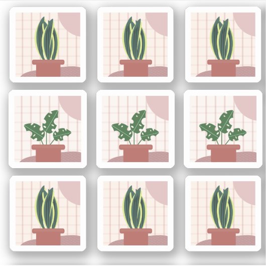 House Pflanze Frames Bohemisch Aufkleber (Vorderseite)