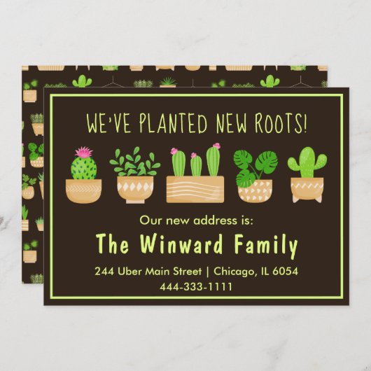 House Pflanze Kaktus Dark Brown Neue Zuhause Ankün Ankündigung (Vorne/Hinten)