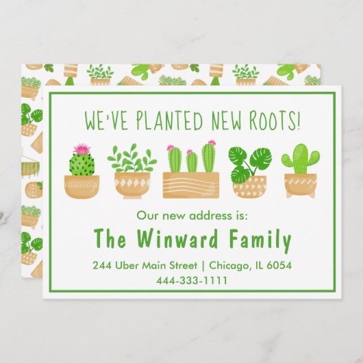 House Pflanze Kaktus Weiße neue Zuhause Ankündigun Ankündigung (Vorne/Hinten)