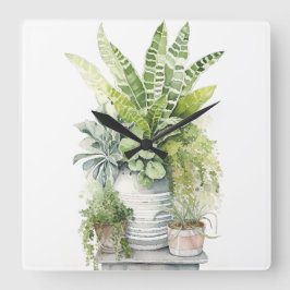 House Plants Quadratische Wanduhr