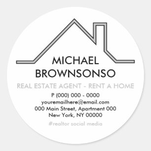 House Roof Logo Real Anwesen Agent Business Runder Aufkleber