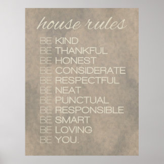 "House Rules"-Druck Poster