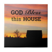House Sessing Sunset Silhouette Fliese (Vorderseite)