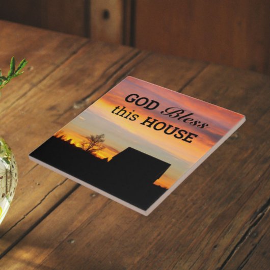 House Sessing Sunset Silhouette Fliese