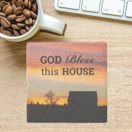 House Sessing Sunset Silhouette Steinuntersetzer