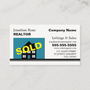 House Sold, Realtor, Anwesen Agent Business Card Visitenkarte