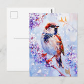 House Sparrow auf einer Zweigniederlassung Impress Postkarte (Vorne/Hinten)