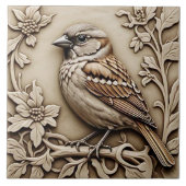 House Sparrow - Kunstgewerbe Keramik Tile Fliese (Vorderseite)