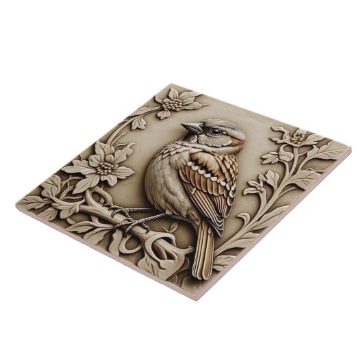 House Sparrow - Kunstgewerbe Keramik Tile Fliese (Seite)