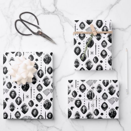 House Stark Icons & Portraits Muster Geschenkpapier Set (Vorderseite)