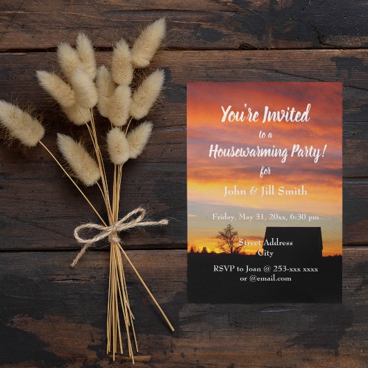 House Sunset Silhouette Housewarming Party Einladung