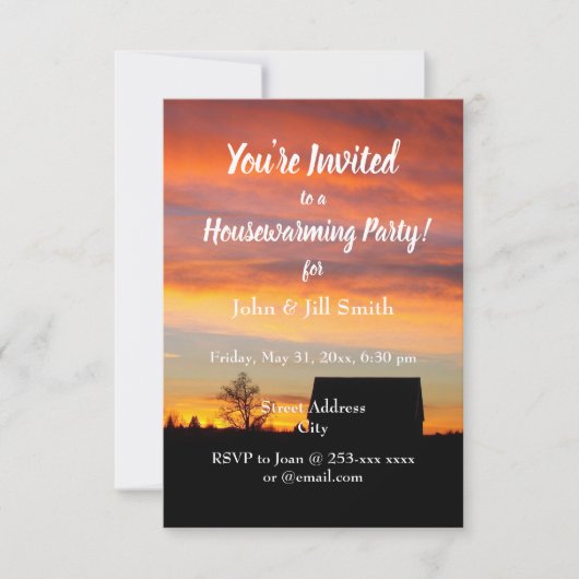House Sunset Silhouette Housewarming Party Einladung (Vorderseite)