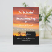 House Sunset Silhouette Housewarming Party Einladung (Stehend Vorderseite)