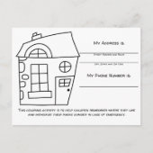House Teach Emergency Info for Kids Activity Card Postkarte (Vorderseite)