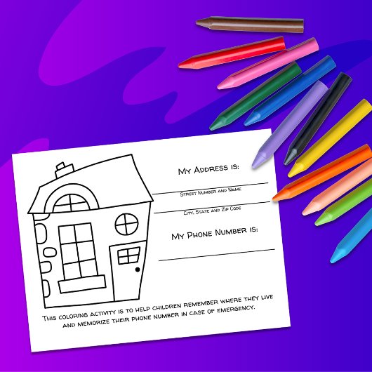House Teach Emergency Info for Kids Activity Card Postkarte