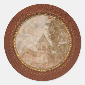 House - Viktorianisch - Flemington, NJ - The Pink Runder Aufkleber