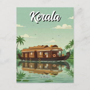 Houseboat in Kerala Indien Postkarte