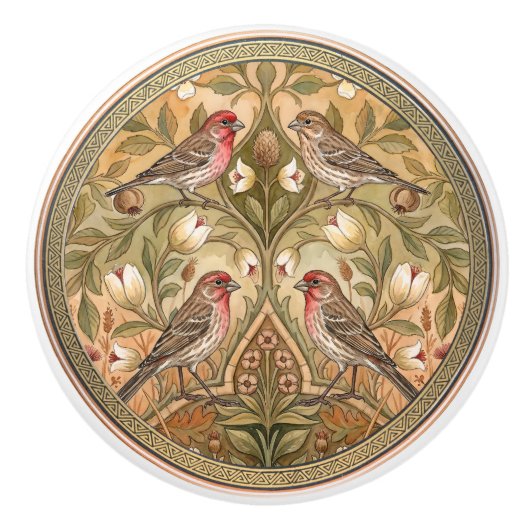 Housefinches Bird Ceramic Pull Knob Keramikknauf (Vorderseite)
