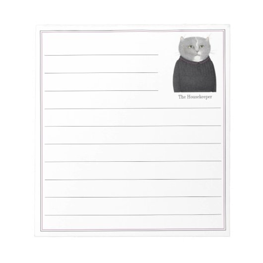 HOUSEKEEPER CAT 5.5x6 Notepad + Linien Notizblock (Vorderseite)