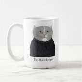HOUSEKEEPER CAT hohe weiße Tasse + Text (Links)