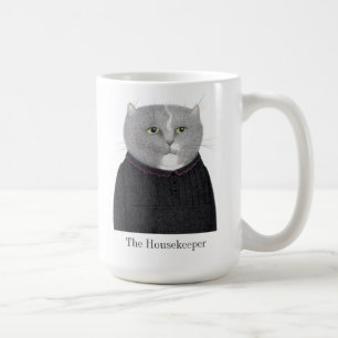 HOUSEKEEPER CAT hohe weiße Tasse + Text