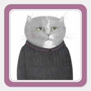HOUSEKEEPER CAT Kleine Quadrat-Aufkleber Quadratischer Aufkleber
