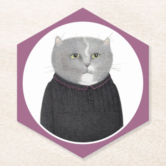 HOUSEKEEPER CAT Pointy Hexagon Paper Untersetzer (Vorderseite)