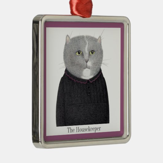 HOUSEKEEPER CAT Premium Square Ornament + Text (Rechts)
